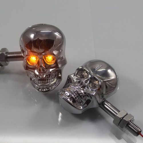Skull turn signal lights indicators for harley crusier chopper motorcycle custom