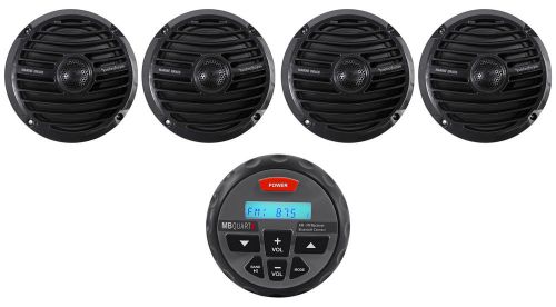(4) rockford fosgate prime rm1652b 6.5&#034; 300w marine speakers+mb quart receiver