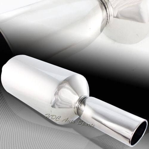 4.5&#034; oval tip stainless weld-on exhaust chrome muffler 2.5&#034; inlet universal 2