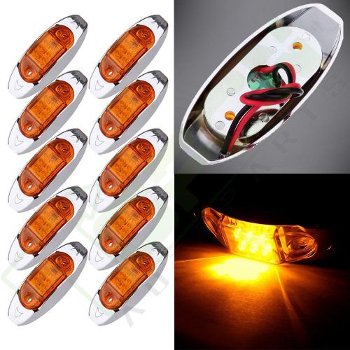Set of 10 trailer side marker 6led clearance / running truck light amber lamp