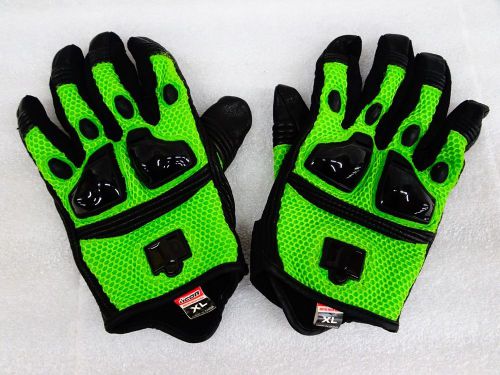 Icon justice men&#039;s leather/mesh street racing motorcycle gloves green x-large