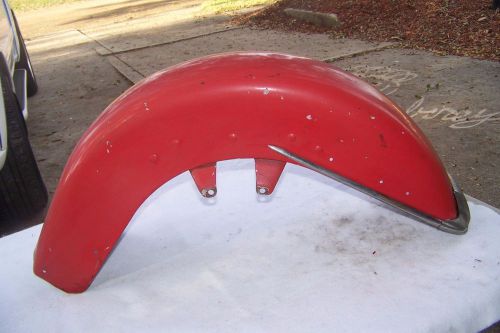Vintage harley davidson motorcycle panhead front fender + tip red paint
