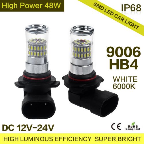 2x 48w 3014-smd led light 9006 hb4 fog bulb car driving projector lamp dc12v-24v