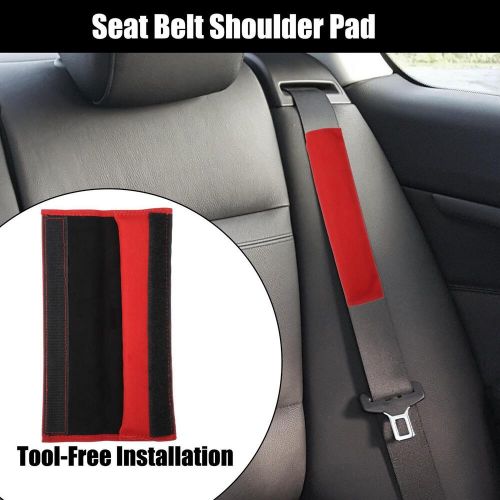 2pcs Universal Seat Belt Shoulder Pad Faux Leather Car Safe Strap Neck Mat Red, US $14.49, image 3