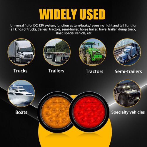 4Inch 12V Marker LIGHTS LED Bullet Amber Red Truck Trailer RV Round Side Lamp 4X, US $51.99, image 3