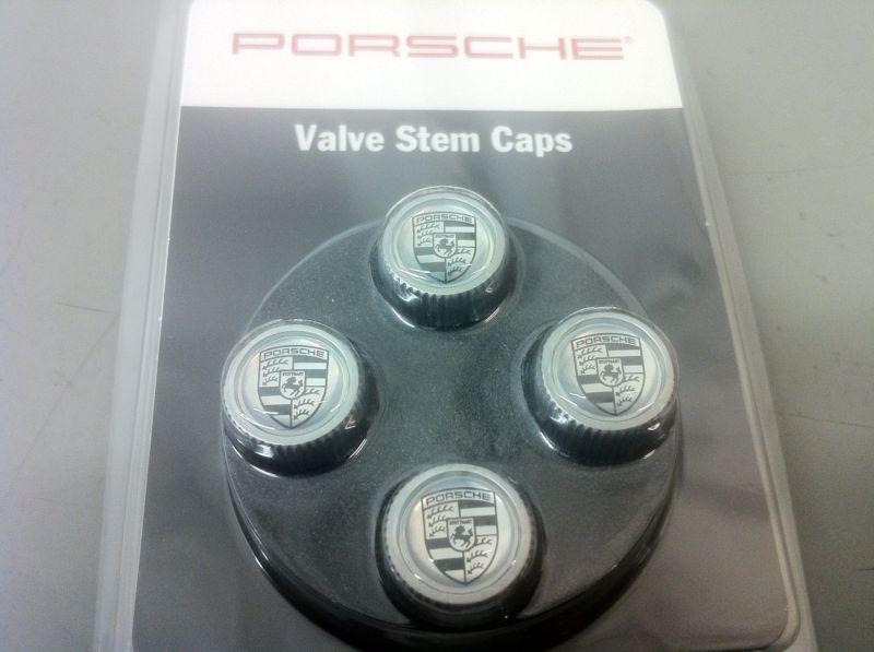 Porsche valve stem caps black and silver