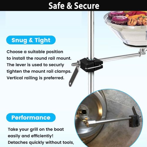A10-080 Round Rail Grill Mount Bracket 7/8"-1" for Magma Kettles Grill Boat, US $47.87, image 5
