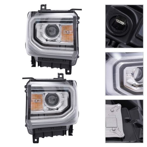 HID/Xenon LED Headlights Pair Headlamps For Gmc Sierra 1500 2016 2017 2018 LH+RH, US $391.59, image 7