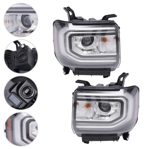 HID/Xenon LED Headlights Pair Headlamps For Gmc Sierra 1500 2016 2017 2018 LH+RH, US $391.59, image 11