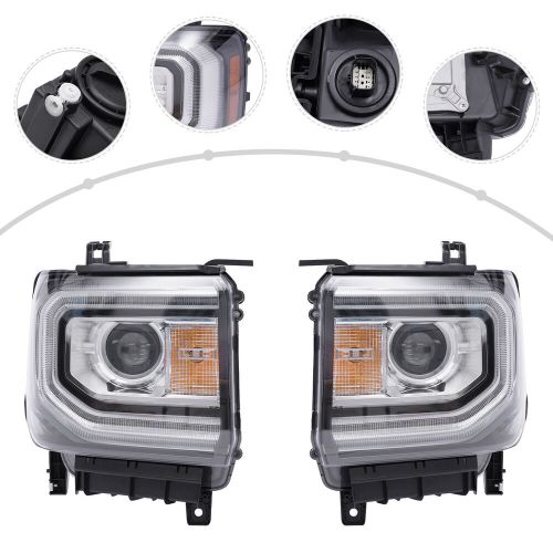 HID/Xenon LED Headlights Pair Headlamps For Gmc Sierra 1500 2016 2017 2018 LH+RH, US $391.59, image 12