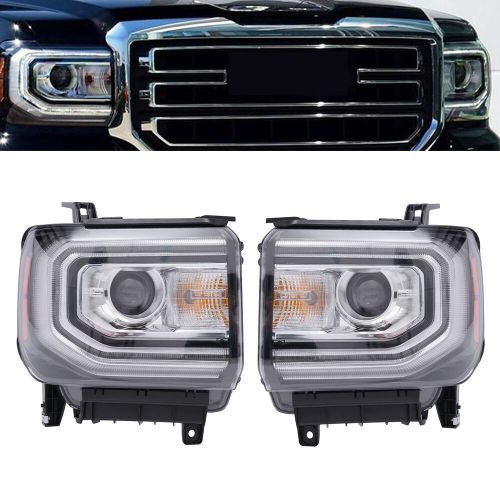 HID/Xenon LED Headlights Pair Headlamps For Gmc Sierra 1500 2016 2017 2018 LH+RH, US $391.59, image 17