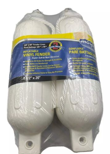 Marpac Boat Fender Kit 2 Pack 5.5" x 20" White Bumper w/ 3/8" x 6' Line - 7-6520, US $33.99, image 2