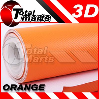 0.3m x 1.27m 3d orange carbon fiber twill-weave vinyl film car motorcycle bike
