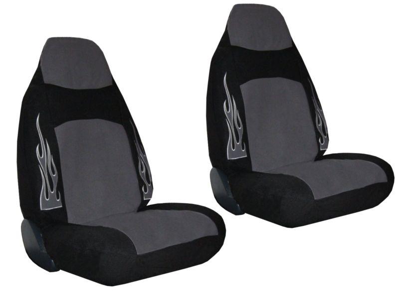 Synthetic Leather Grey Black Flame High Back Car Seat Covers 7pc Pkg #3, US $48.93, image 2