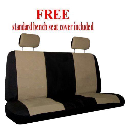 Tan Black Superior Synthetic Leather Seat Covers w/ Black Mats & More #1, US $51.35, image 2