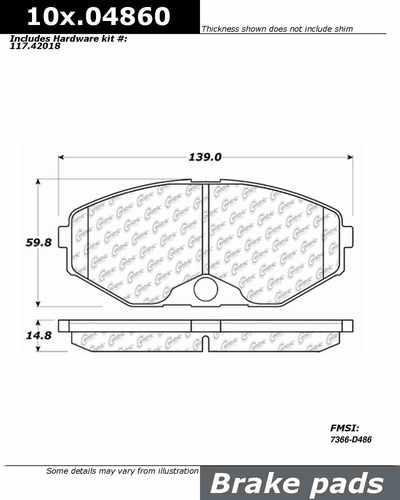 Centric 105.04860 brake pad or shoe, front-posi-quiet ceramic w/shims & hardware
