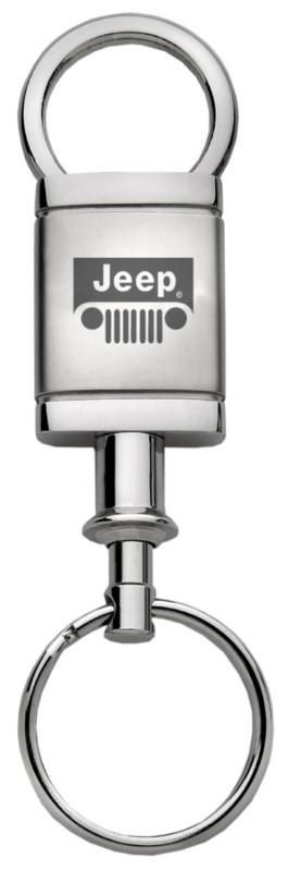 Chrysler jeep grille satin-chrome valet keychain / key fob engraved in usa genu
