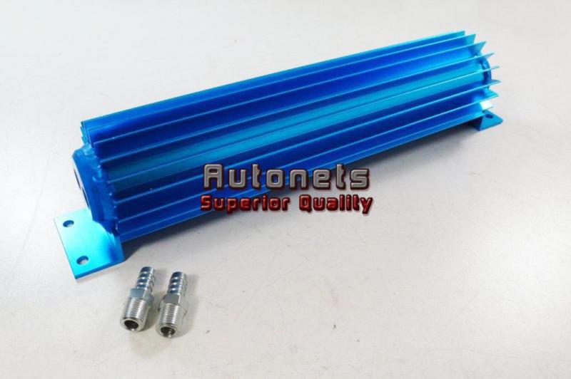 15" dual pass aluminum anodized blue finned transmission oil cooler universal
