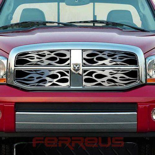 Dodge ram 06-08 horizontal flame polished stainless truck grill insert add-on