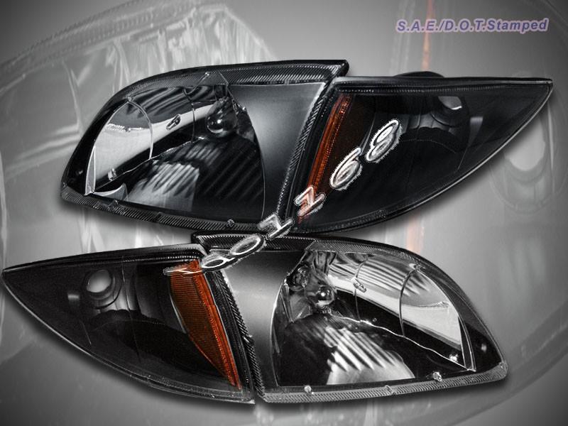 Purchase 00 01 02 CHEVY CAVALIER HEADLIGHTS+CORNER LIGHT JDM BLK in