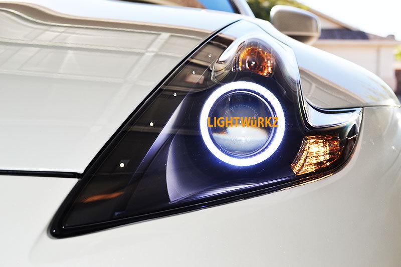 2010 nissan 370z z34 96 led headlights fog lights kit, demon eyes bumper bodykit
