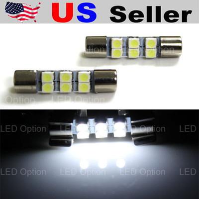 (2) 12v white 29mm sun visor vanity mirror led light bulbs, 6-smt-3528 6614 fuse