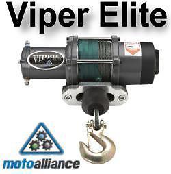 Viper elite 3500lb atv winch green amsteel-blue synthetic rope motoalliance