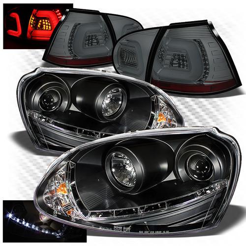 06-09 rabbit black drl pro headlights + smoked philips-led perform tail lights