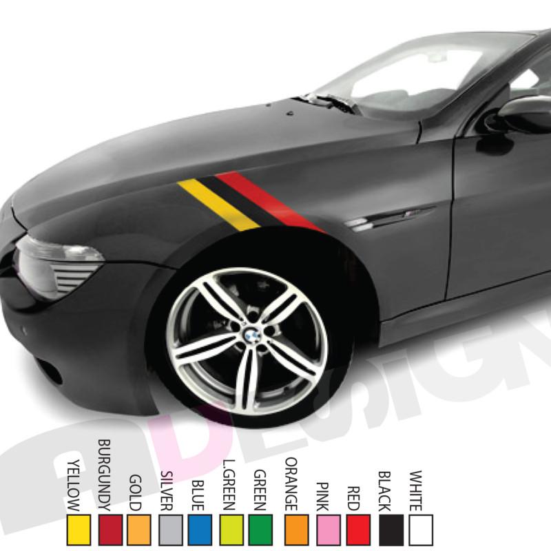 German flag fender accent decal vinyl sticker stripe bmw audi vw porsche 24"x 6"