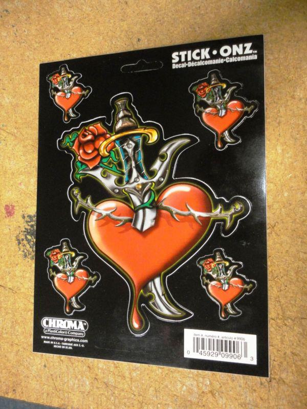 Chroma heart with knife in it decal sticker 6 x 8 free shipping 