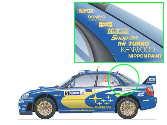 Pillar decals sticker set for a subaru wrx sti impreza