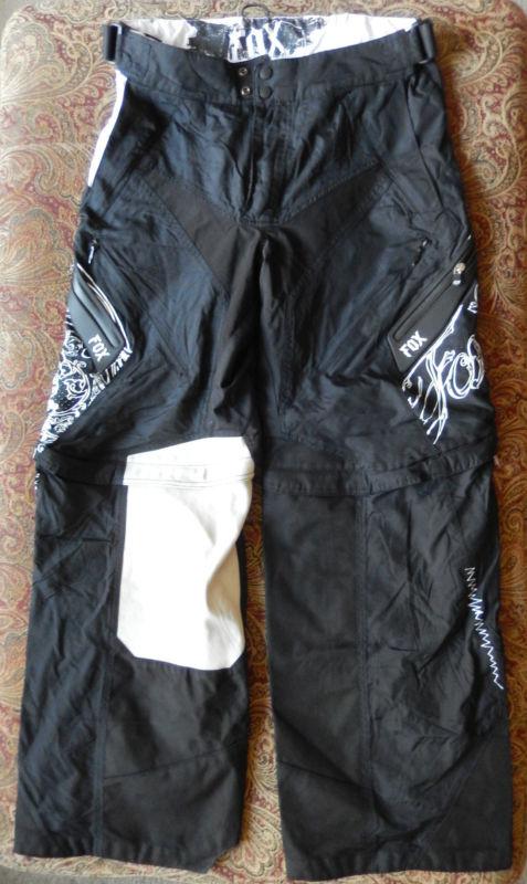 Fox motocross riding atv pants black 36 shortcut freestyle zipoff 6 pockets