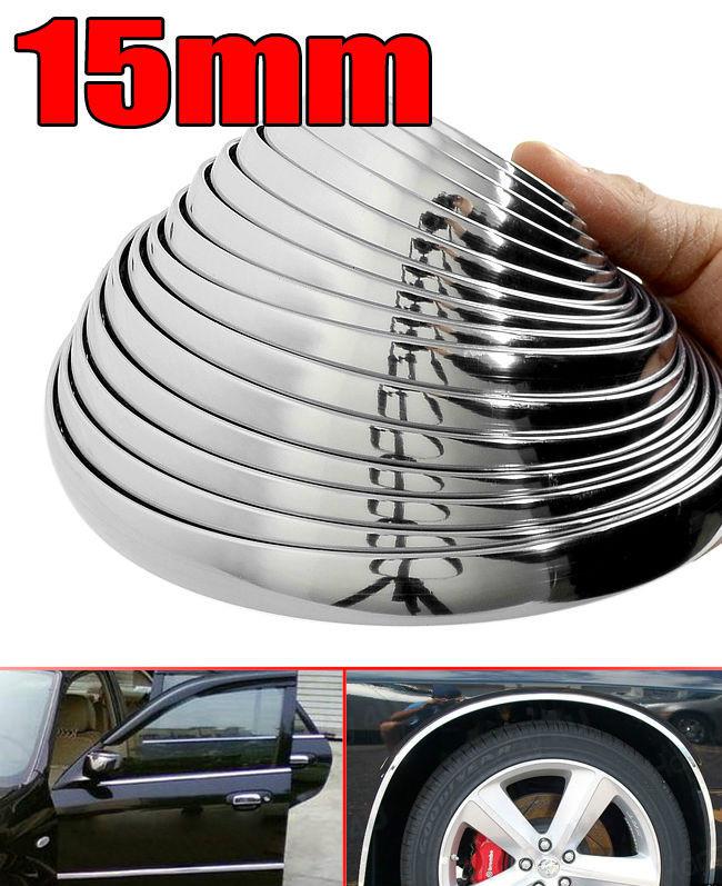Buy Universal 5M x 15MM Chrome Decoration Moulding Trim Strip Bumper