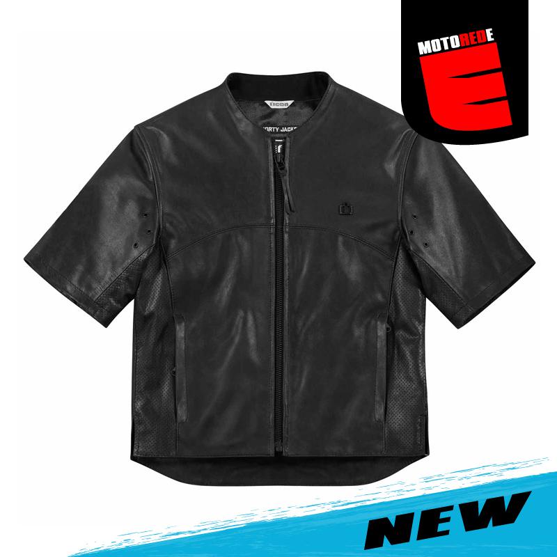 Icon one thousand 1000 shorty short sleeve jacket stealth black large lg l