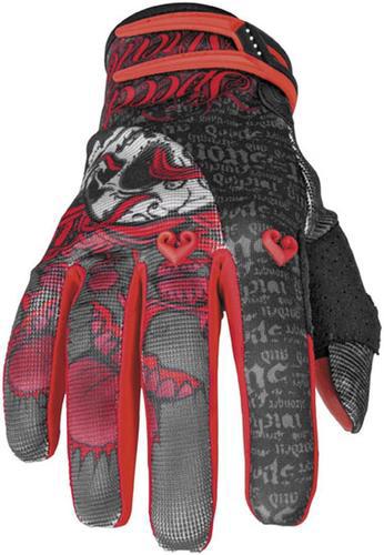 New speed & strength wicked garden womens textile gloves, black/red, med/md