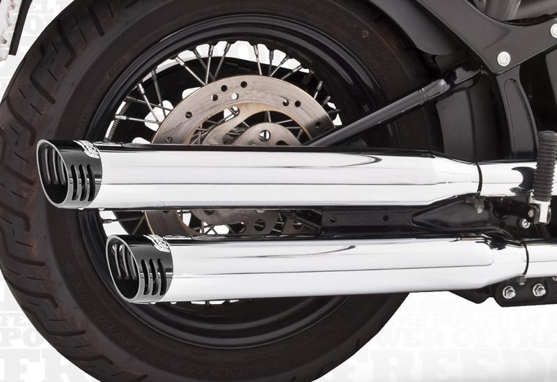 Freedom performance mufflers racing slip-on 3-1/4 inch chr/blk flstf 2007-2013