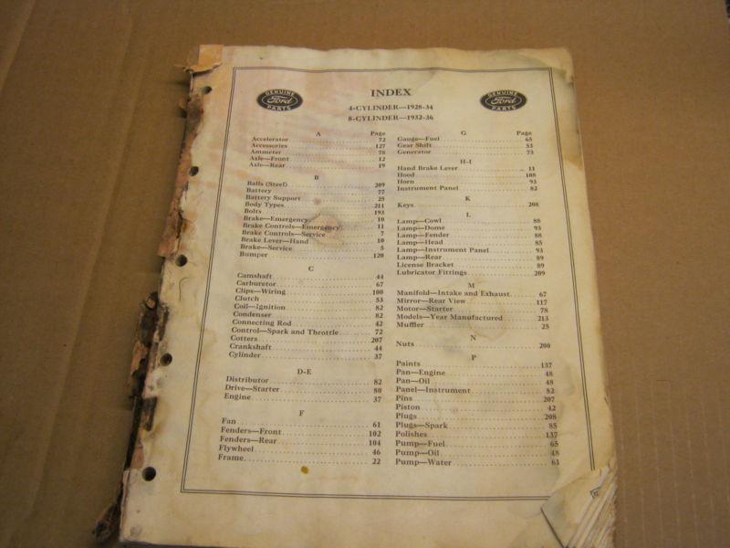 Buy Vintage genuine FORD PARTS LIST CATALOG 4cyl.1928 1934, 8cly.1932