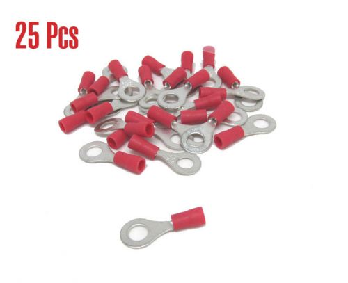 Red 22-16 gauge 1/4&#034; 6mm ring terminal crimp connector qty25