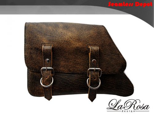 1982-2003 la rosa rustic brown leather harley sportster 883 1200 left saddlebag