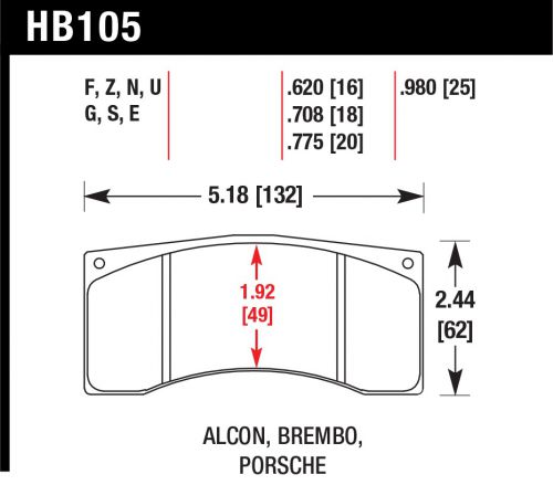 Hawk hb105s.775 ht-10 brake pad alcon brembo porsche .980 thick