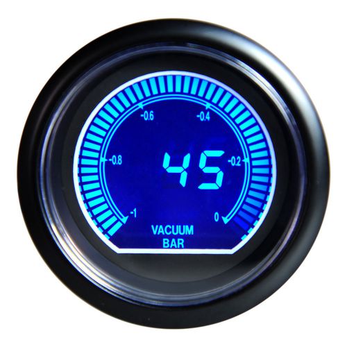 Blue 2.5" smoke-tinted racing 60mm vacuum ratio gauge meter shift lcd universal