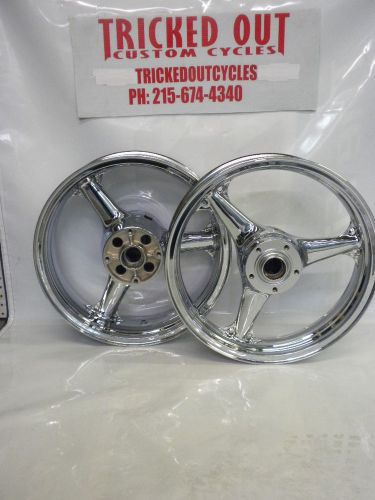 03 04 kawasaki zx6r 636  chrome wheels 03/04 zx6r 636 chrome rims