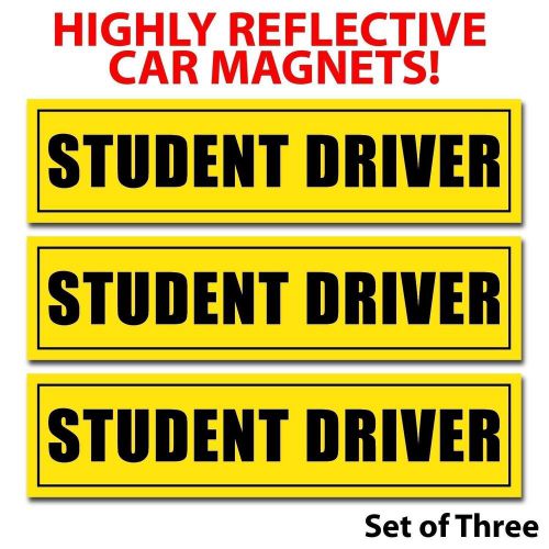 Student driver magnets (set of 3) - reflective vehicle car sign