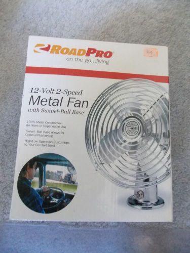 New road pro rp-1179 12v 2-speed metal fan with swivel ball base