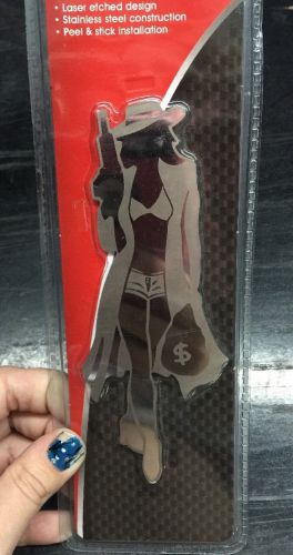 Gangster girl woman emblem sticker pilot automotive stainless steel construction