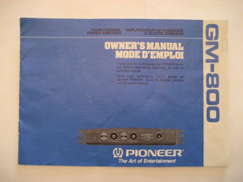 1989 pioneer amplifier gm-800 4 channel owners&#039;s manual ***nice condition***