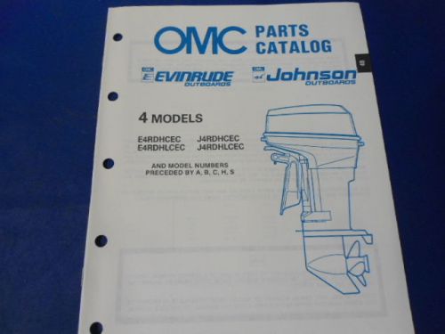 1989 omc evinrude/johnson parts catalog, 4 models, e4rdhcec, j4rdhcec