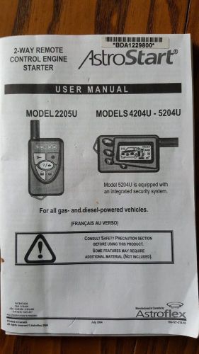 Astrostart 2 way remote control engine starter model 2205u gas or diesel