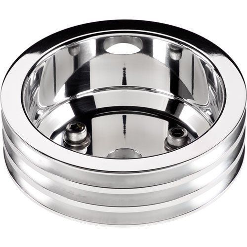 Billet specialties 79230 polished long water pump 3 groove crankshaft pulley for
