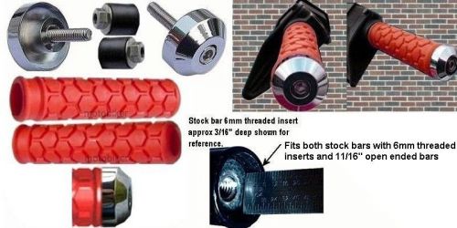 Honda atv trx 250ex 300ex 400ex 450r 700xx red hand grips chrome bar ends